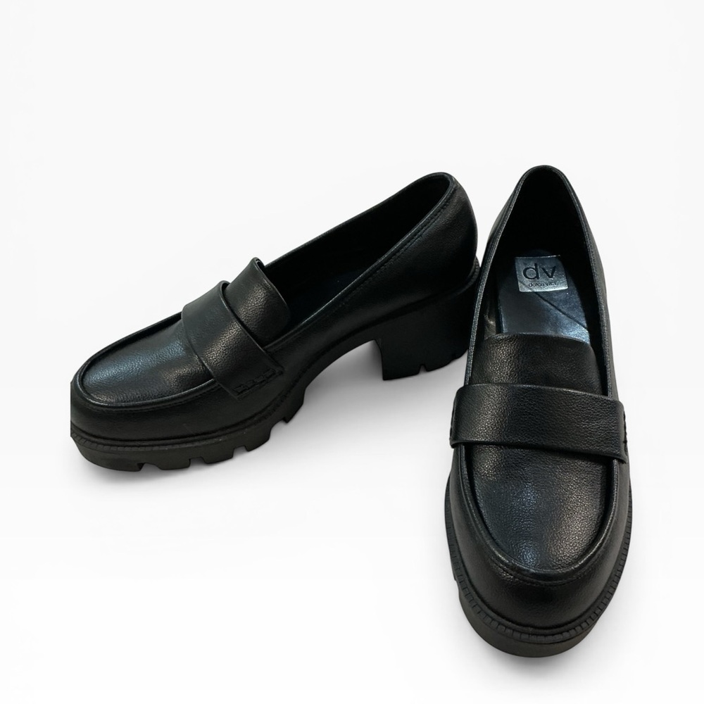 DV Dolce Vita Neeka Women's Lug Loafers in Black Chunky Heels size Size 9.5